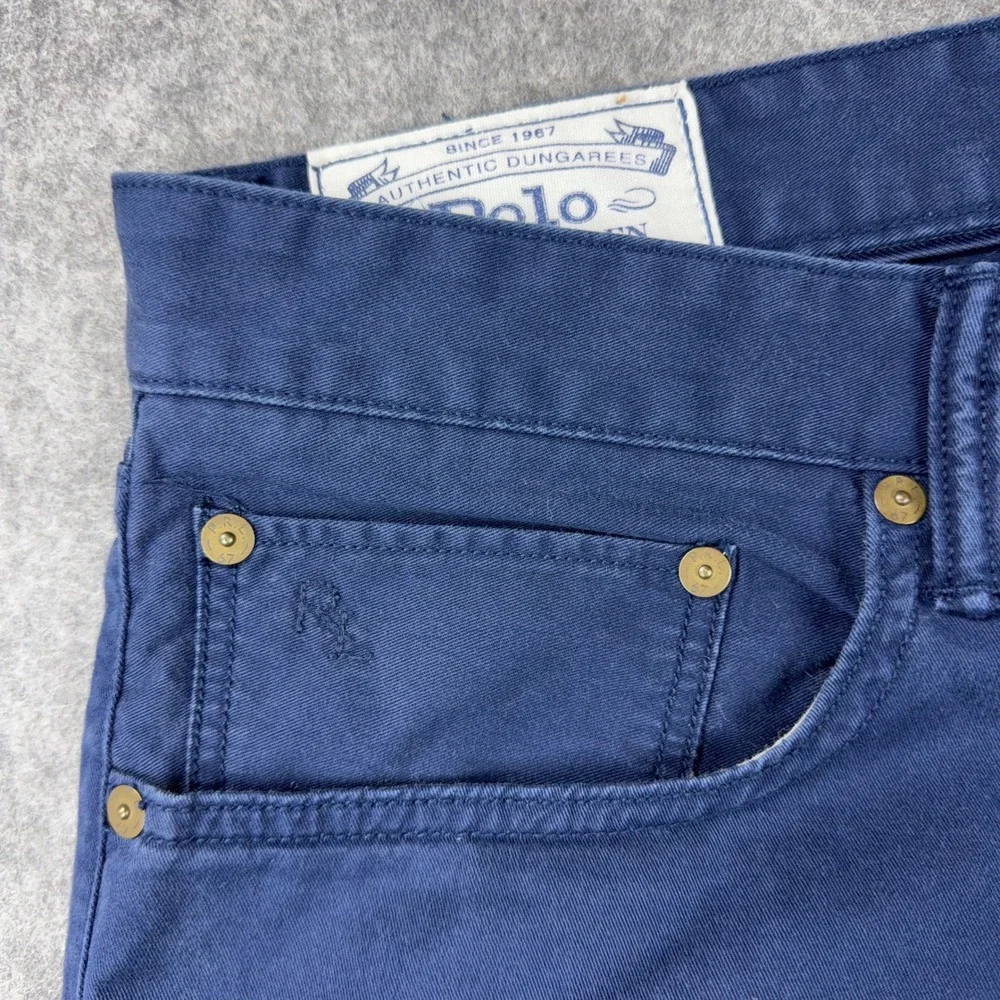 Polo Ralph Lauren Pants Men 36x34 Blue Varick Slim Straight Chino Cotton Stretch